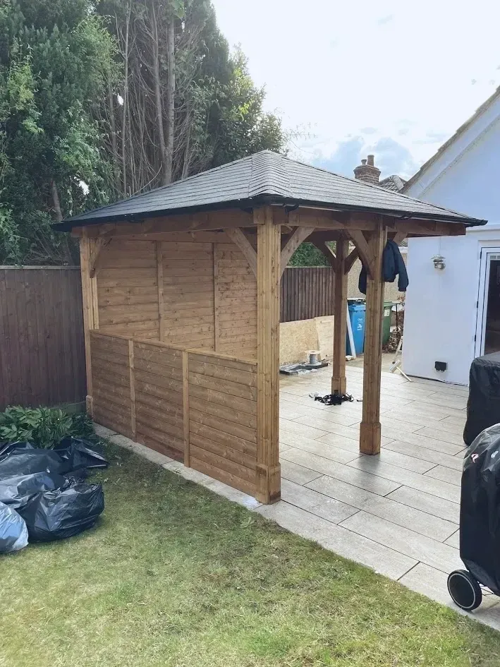 Finished timber garden gazebo.