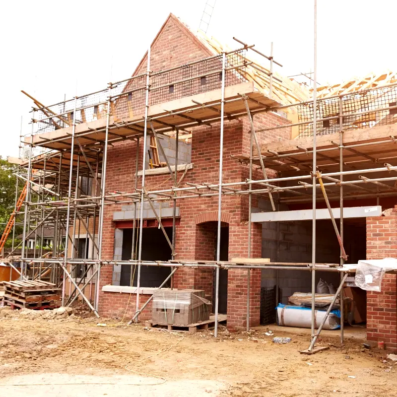 Scaffolding and roof works on a residential property